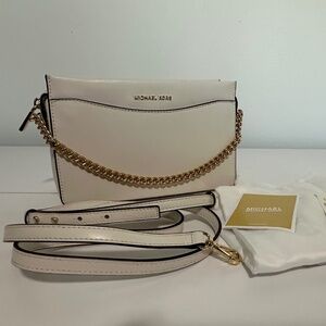 Michael Michael Kors Leather Convertible Crossbody Bag, cream